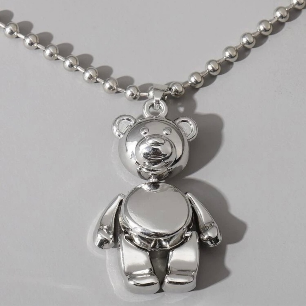 3/$30 🤍 Chunky Long Teddy Bear Charm Necklace - Picture 3 of 3